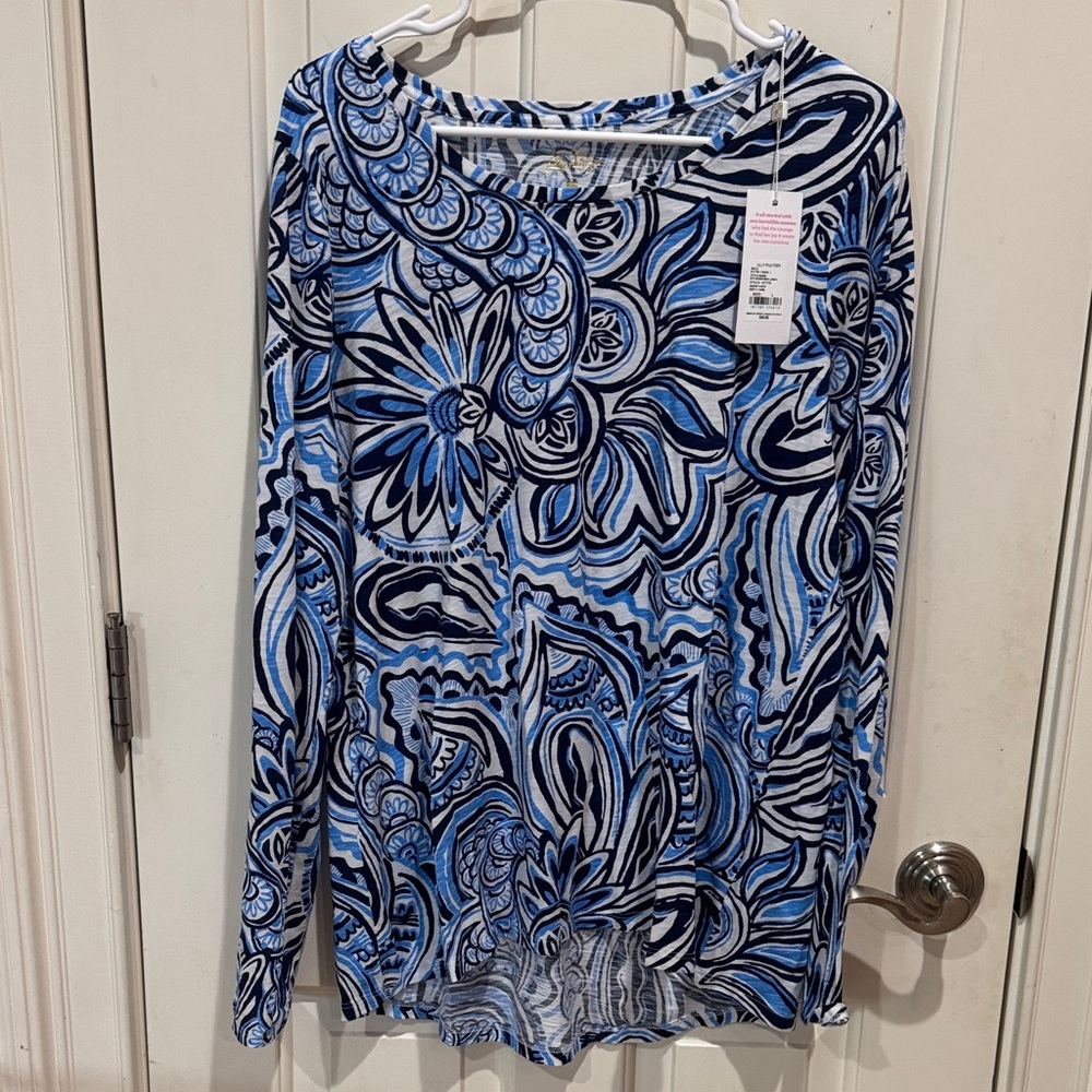 Lilly Pulitzer Blue and White Floral Top